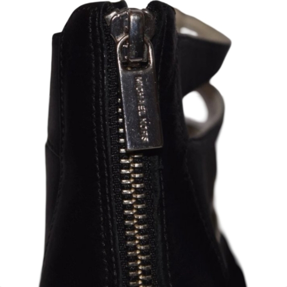 MICHAEL KORS Mavis Black Leather Caged Sandals Size 6.5 Open Toe High Heels - Picture 9 of 12